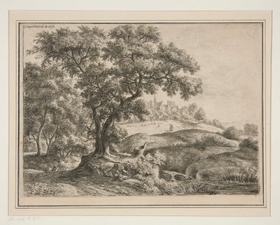 Le bord des bois avec village sur les hauteurs - Anthonie Waterloo