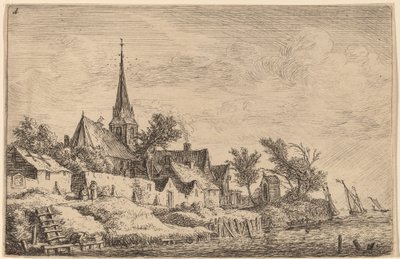 Clocher de Village au Bord de la Mer - Anthonie Waterloo