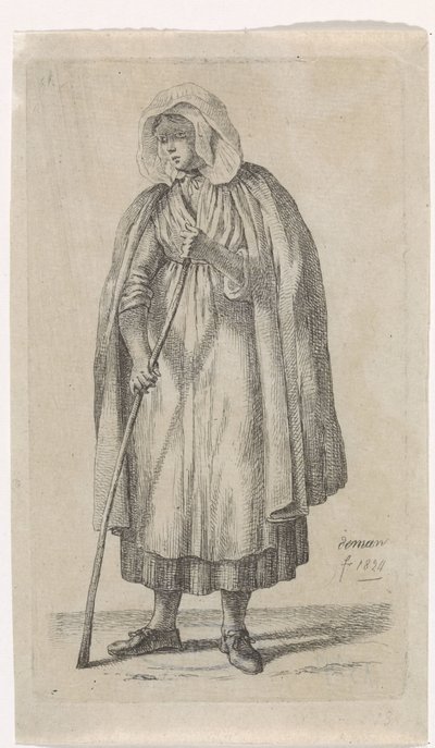 Femme avec un manteau et un bâton - Anthonie Willem Hendrik Nolthenius de Man