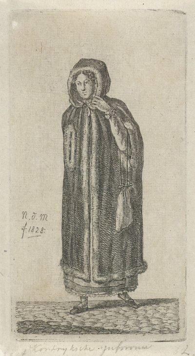 Femme avec manteau (Kortrijksche juffrouw) (12 Studie-beeldjes) - Anthonie Willem Hendrik Nolthenius de Man