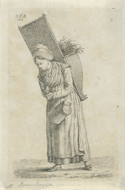 Femme du Luxembourg avec un panier sur le dos - Anthonie Willem Hendrik Nolthenius de Man