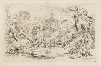 Nymphes et satyres devant un temple de Bacchus - Anthonie de Winter