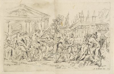 Satyre avec des nymphes dansantes Bacchanales (titre de la série) - Anthonie de Winter