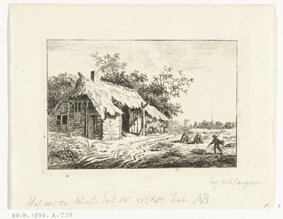 Fermier faisant du foin devant une ferme à Ubbergen - Anthonie van den Bos