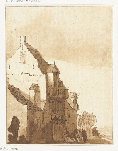 Maison avec brouette devant la porte - Anthonie van den Bos
