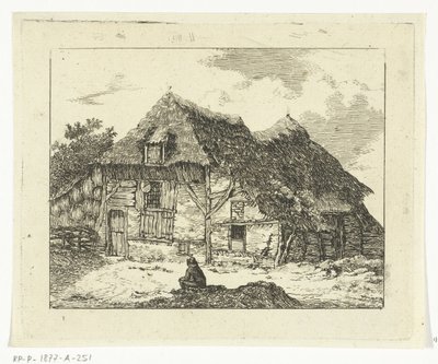 Homme assis sur une colline devant une maison à Staphorst - Anthonie van den Bos