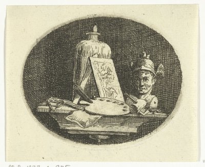 Nature morte avec palette, tableau et buste de Mercure - Anthonie van den Bos