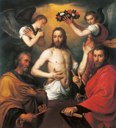 Le Christ ressuscité avec les saints Pierre et Paul - Anthonis van Dashorst Mor
