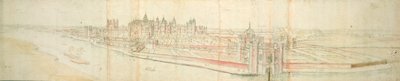 Palais de Hampton Court depuis la rivière, c.1544 - Anthonis van den Wyngaerde