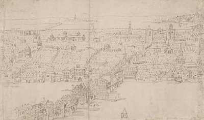 Panorama de Londres vu de Southwark : London Bridge, 1554 - Anthonis van den Wyngaerde