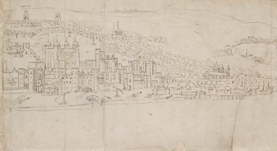Panorama de Londres vu de Southwark : La Tour - Anthonis van den Wyngaerde