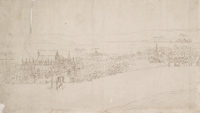 Panorama de Londres vu de Southwark : Westminster - Anthonis van den Wyngaerde