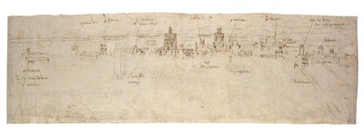 Recto : Croquis de la lagune de Valence, la Albufera et la côte et campagne adjacentes Verso : Croquis de plusieurs bâtiments à Valence - Anthonis van den Wyngaerde