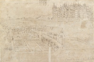 La façade fluviale du palais de Richmond et les jardins privés - Anthonis van den Wyngaerde