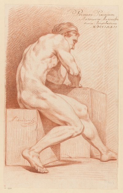 Nu masculin assis, vu de côté (1er prix 1772) - Anthony Andriessen