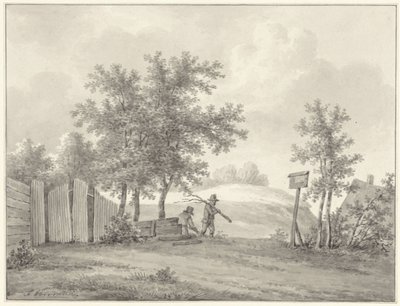 Paysage de dunes avec deux ramasseurs de bois - Anthony Oberman