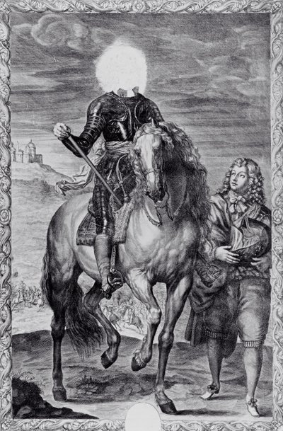 Portrait équestre défiguré de Charles Ier, gravé par Pierre Lombart (gravure) (photo n/b) - Anthony van (after) Dyck