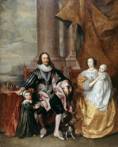 Charles Ier, la reine Henriette et deux de leurs enfants aînés - Anthony van (follower of) Dyck