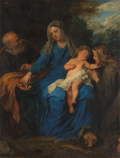 La Sainte Famille avec une sainte femme en adoration - Anthony van Dyck (follower of)