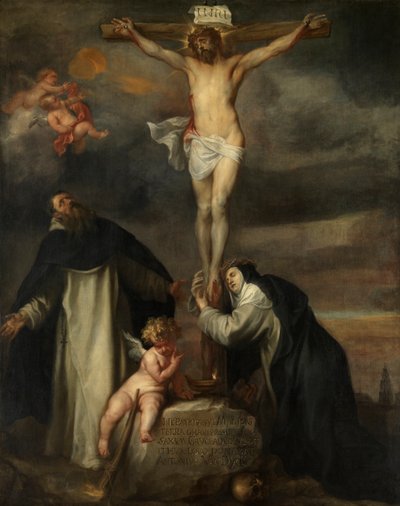 Christ en croix avec Sainte Catherine de Sienne, Saint Dominique et un ange - Anthony van Dyck