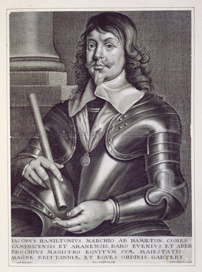 Portrait de James Hamilton, 1er duc de Hamilton, gravé par Joannes Meyssens - Anthony van Dyck