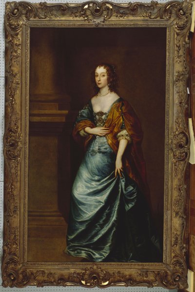 Portrait de Mary Villiers, duchesse de Lennox et Richmond, en robe bleue et châle marron près d