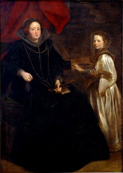 Portrait de Porzia Imperiale avec sa fille Maria Francesca au clavecin - Anthony van Dyck
