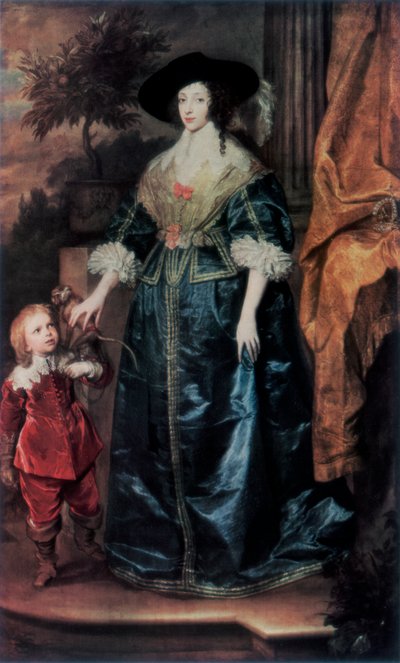 Reine Henriette Marie et son nain Sir Jeffrey Hudson, vers 1633, 1927 - Anthony van Dyck