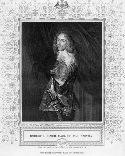 Robert Dormer, Comte de Caernarvon, gravure réalisée par H. Robinson, illustration de 