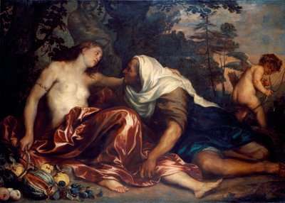 Vertumne et Pomone (Jupiter et Cérès) : Vertumne, amoureux de la nymphe Pomone, se déguise en vieille femme pour l