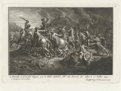 Vue de la bataille de Lauffeldt (Lafeld, près de Maastricht) le 2 juillet 1747 pendant la guerre de Succession d