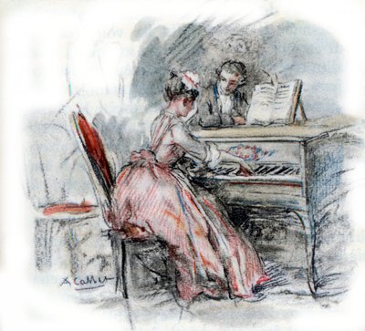 Werther admirant Charlotte jouant du clavecin - Antoine Calbet