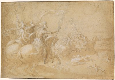 Guerriers romains antiques chevauchant au combat - Antoine Caron