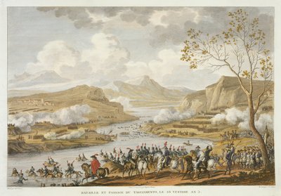 La Bataille et la Traversée du Tagliamento, 26 Ventôse, An 5 (mars 1797) gravé par Jean Duplessi-Bertaux - Antoine Charles Horace Vernet
