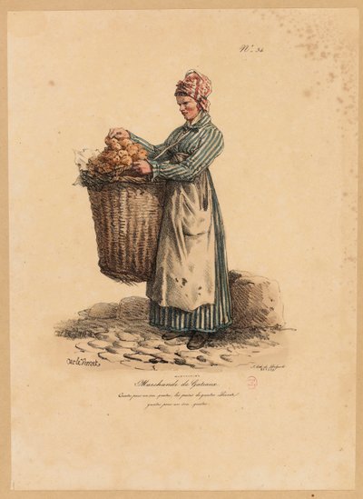 Le Vendeur de Gâteaux, numéro 34 de la série Les Cris de Paris, gravé par François Séraphin Delpech - Antoine Charles Horace Vernet