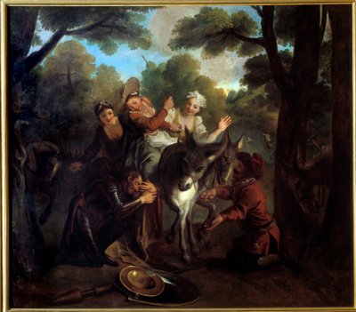 Don Quichotte trompé par Sancho prend un paysan pour Dulcinée. L