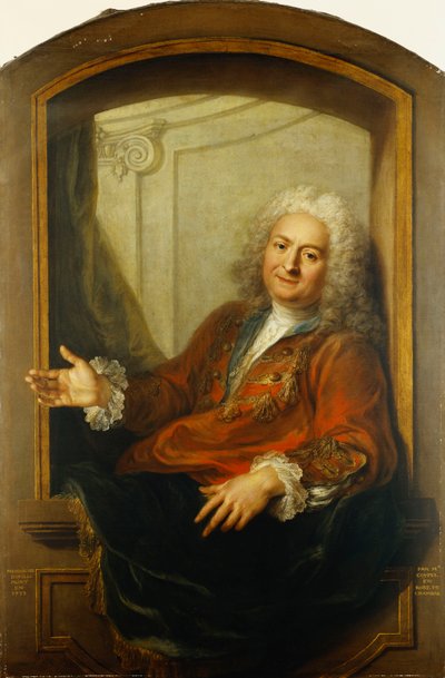 Portrait de Monsieur Dupille, mi-corps, en robe assis au bord d
