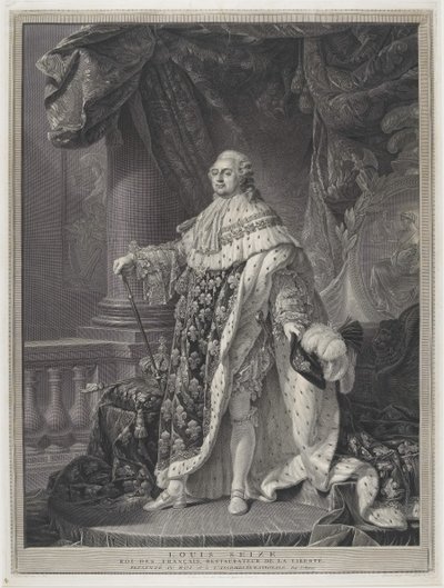 Le Sacre - Portrait du roi Louis XVI en habits de couronnement, gravé par Charles-Clément Bervic (1756-1822) - Antoine Francois (after) Callet