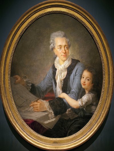 Portrait de Claude Nicolas Ledoux (1736-1806), avec sa fille Adélaïde - Antoine François Callet