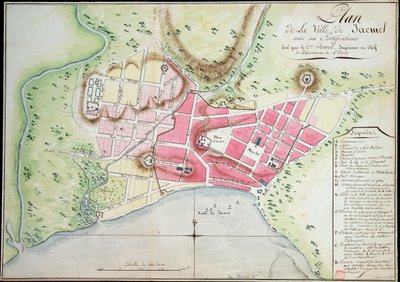 Plan de la ville de Jacmel avec fortifications - Antoine François Sorrel des Rivieres