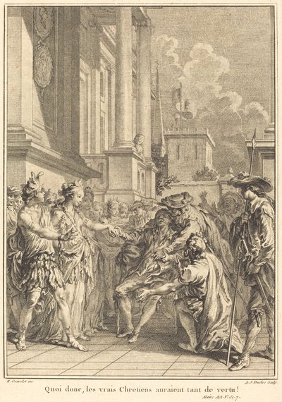Quoi donc, les vrais Chrétiens auraient tant de vertu! - Antoine Jean Duclos after Hubert François Gravelot
