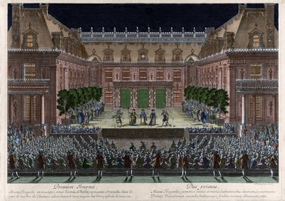 Représentation, dans la cour de marbre du château de Versailles, d