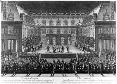Représentation, dans la cour de marbre du château de Versailles, d
