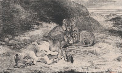 Lionne et Lionceaux, possiblement 1832 - Antoine Louis Barye