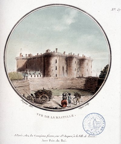 Vue de la Bastille avant la Révolution - dans « Vues pittoresques des principaux bâtiments de Paris » par Sergeant - Antoine Louis Francois Sergent Marceau