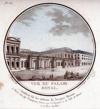 Vue du Palais Royal à Paris - dans « Vues pittoresques des principaux édifices de Paris » par Sergent - Antoine Louis Francois Sergent Marceau
