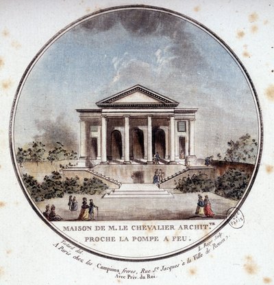 Maison de Monsieur le Chevalier, architecte, Paris. Dans vues pittoresques des principaux bâtiments de Paris par Sergeant - Antoine Louis Francois Sergent Marceau