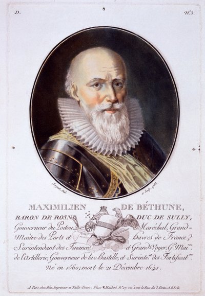 Maximilien de Béthune, Baron de Rosni et Duc de Sully, de Portraits des grands hommes, femmes illustres, et sujets mémorables de France, gravé et imprimé en couleurs, publié par Pierre Blin, 1786-92, Paris - Antoine Louis Francois Sergent Marceau