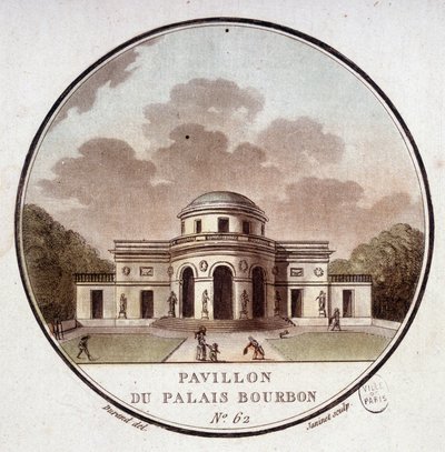Pavillon du Palais Bourbon, Paris. Dans vues pittoresques des principaux bâtiments de Paris par Sergeant - Antoine Louis Francois Sergent Marceau