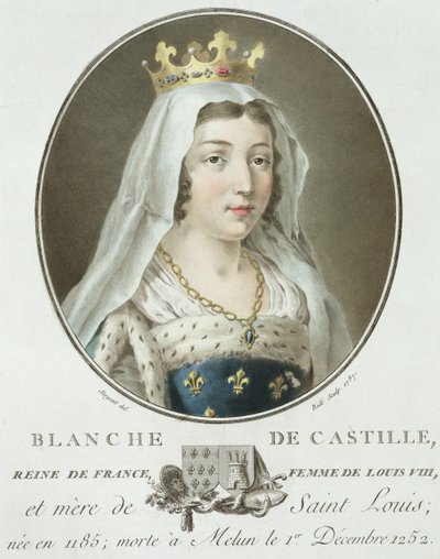 Portrait de Blanche de Castille (1185-1252) gravé par Ride, 1787 - Antoine Louis Francois Sergent Marceau